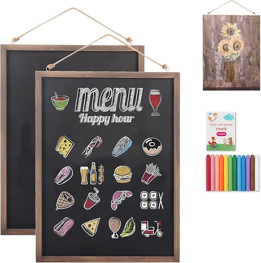 SELEAD 2-Pack Solid Wood Frame Chalkboard Signs