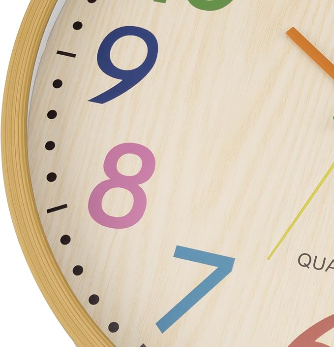 Foxtop 14 Inch Kids Wall Clock Silent Non-Ticking Battery Operated Colorful