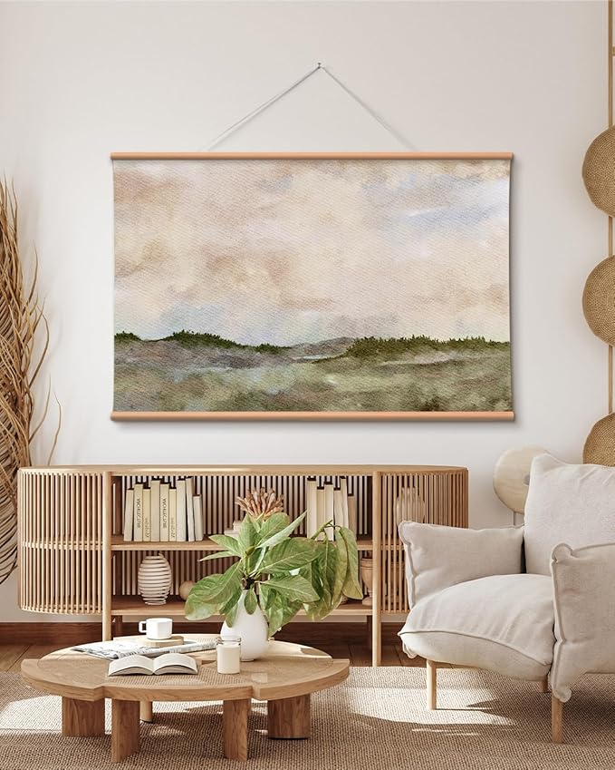 VIYYIEA Extra Large Canvas Wall Art, 36x54 Inch Minimalist Landscape Painting, Neutral Abstract Nature Wall Decor for Living Room or Bedroom, Above Sofa