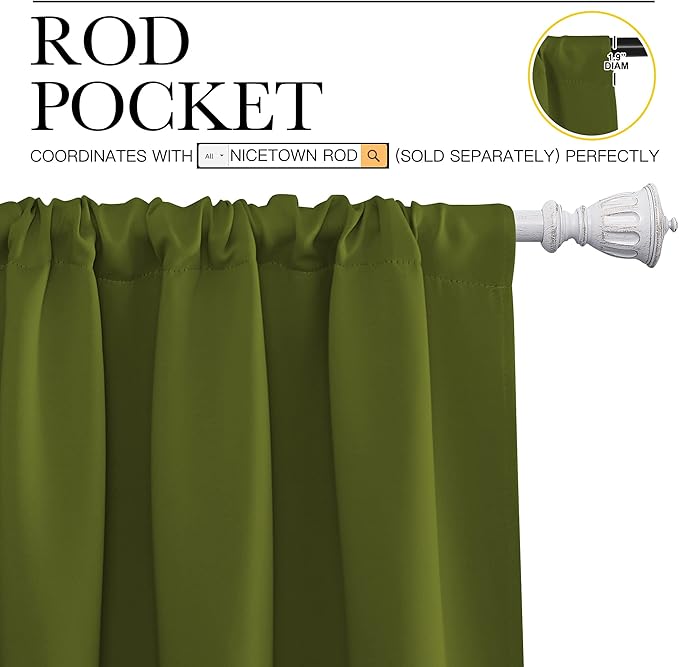 NICETOWN Window Curtains Blackout Drapes, Thermal Insulated Solid Rod Pocket