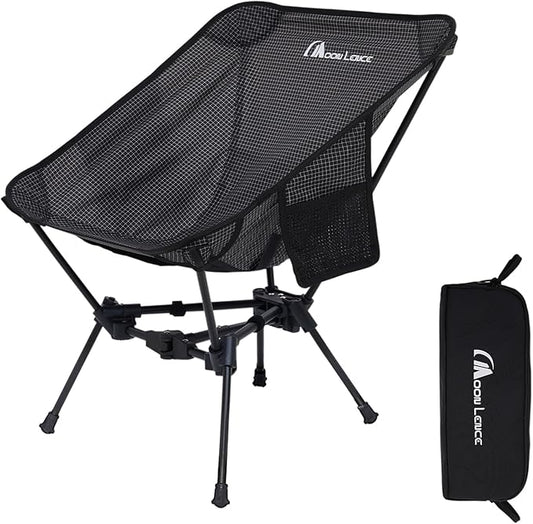 MOON LENCE Portable Camping Chair Backpacking Chair - The 4th Generation Ultralight Folding Chair - Compact, Lightweight Foldable Chairs for Hiking Mountaineering, Beach (Onyx)