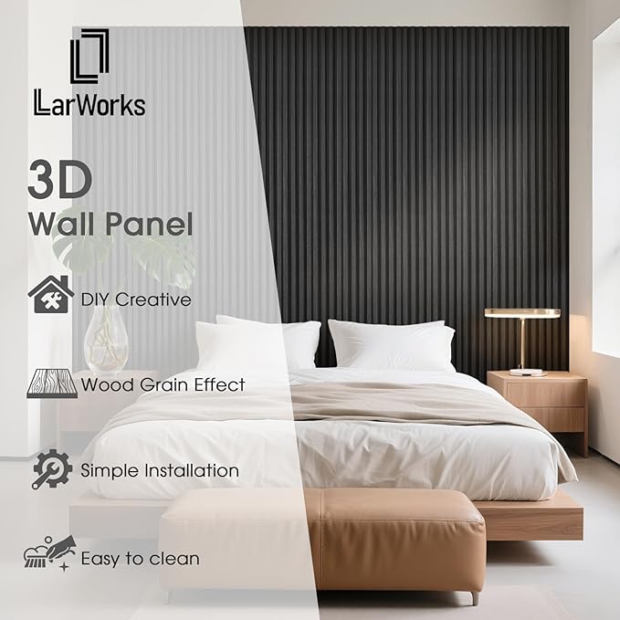 WPC Slat Wall Panels 8 Pack 96" x 8.2", Waterproof Fluted Wall Paneling
