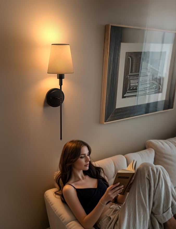 DORESshop Battery Operated Wall Sconce Set of 2, Wireless Wall Light Easy to