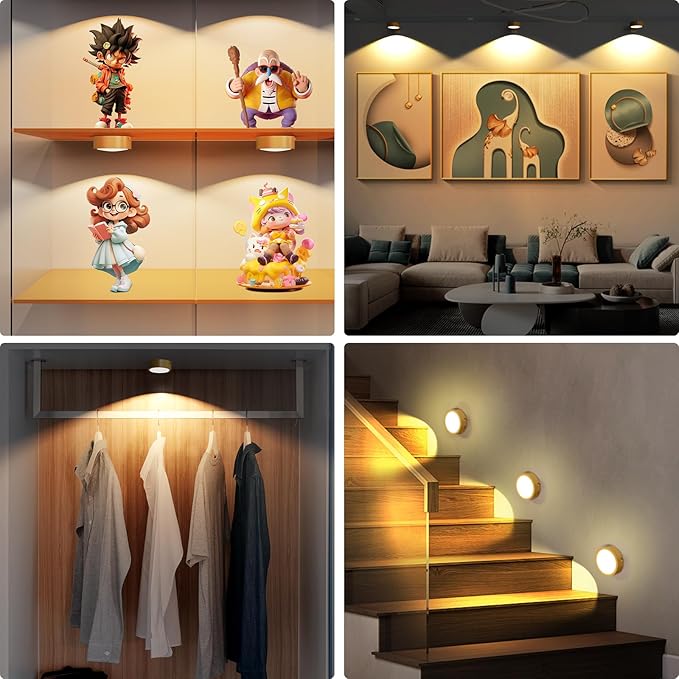 Narotood 6 Pack Picture Lights for Wall, Rechargeable Battery Operated Wall