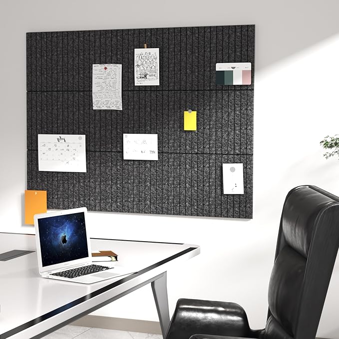 Cork Board Tiles for Wall with Push Pins, Removable 36" x 24" Slat Bulletin