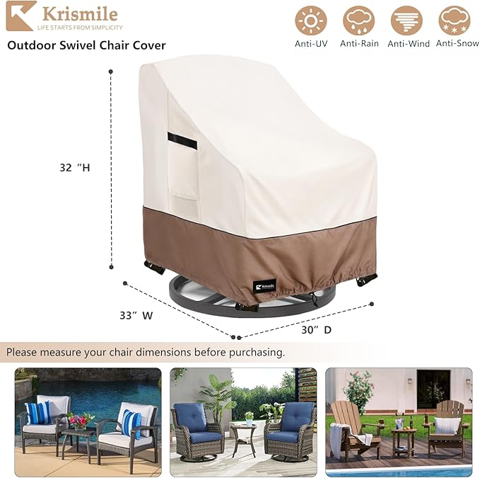 Patio Chair Covers Waterproof Outdoor Furniture Cover, All-Weather Protection Outdoor Lawn Patio Furniture Covers 4 Pack for 30" W x 33" D x 32" H, Beige