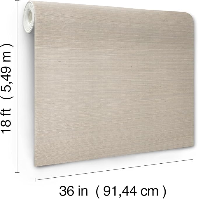 York Wallcoverings Natural Sisal Warm Grey Peel and Stick Grasscloth Wallpaper