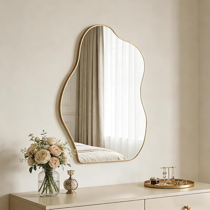 Ruomeng Irregular Wall Mirror Asymmetrical Mirror, Modern Decorative Wall Decor