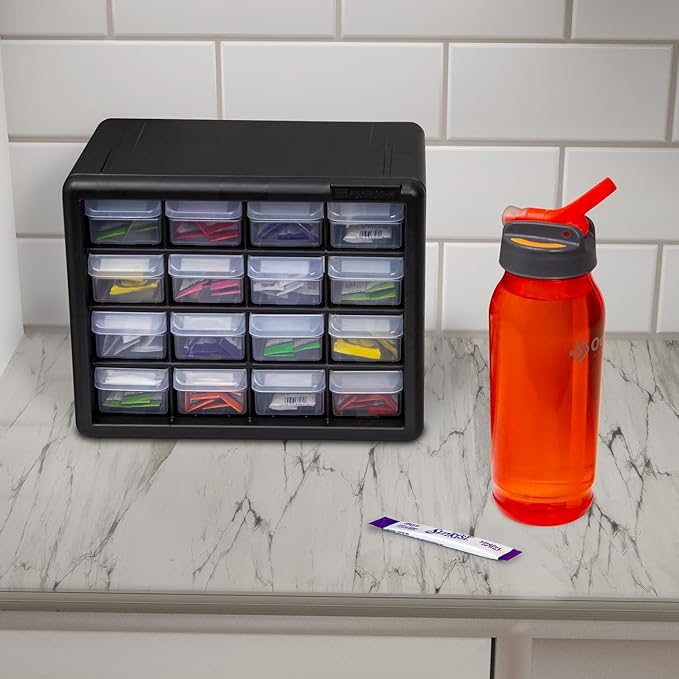 Akro-Mils 16-Drawer Plastic Storage Cabinet | 10-1/2 x 6-1/2 x 8-1/2 Inch |