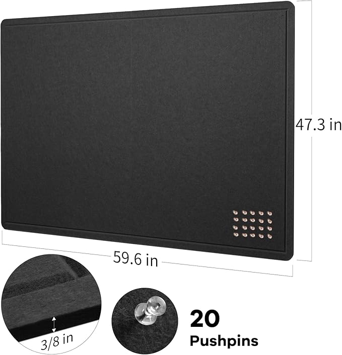 Lightomorrow Large Bulletin Board, 60 x 48 inches Decorative Felt Pinboard