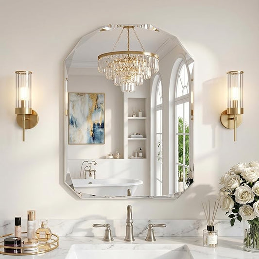 Suidia Bathroom Mirror, Frameless Bathroom Mirror