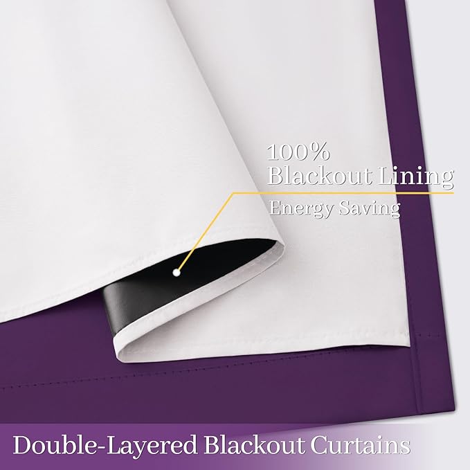 Yakamok 100% Blackout Curtain Panels 63 inches Cold and Light Blocking Drapes