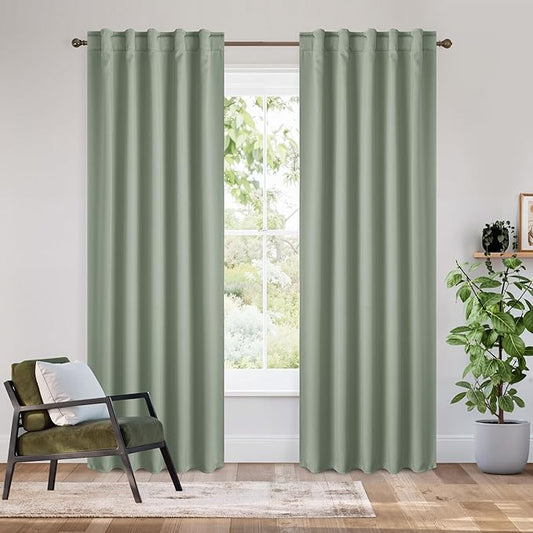 RYB HOME Bedroom Blackout Curtains 80 inches Long, 100% Blackout Thermal
