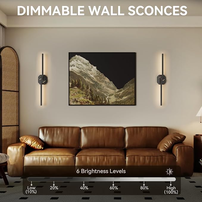 Battery Operated Wall Sconce Set of Two, USB Rechargeable Wall Sconce