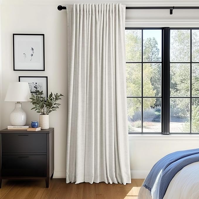 100% Blackout Shield Linen Blackout Sliding Door Curtains
