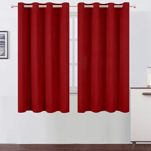 LEMOMO Red Blackout Curtains/52 x 63 Inch/Set of 2 Panels Room Darkening