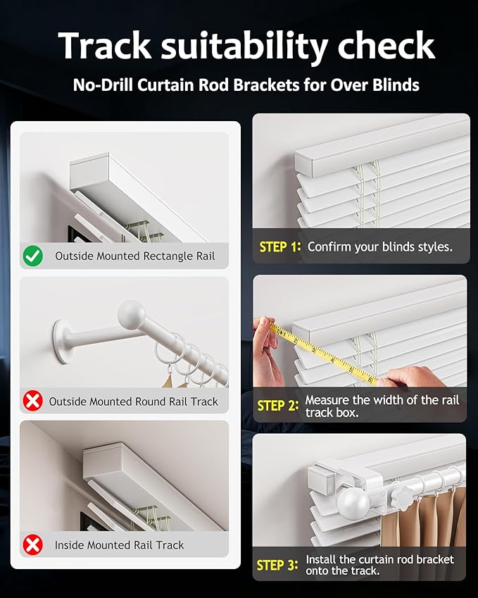 Mimiio No Drill Curtain Rod Brackets