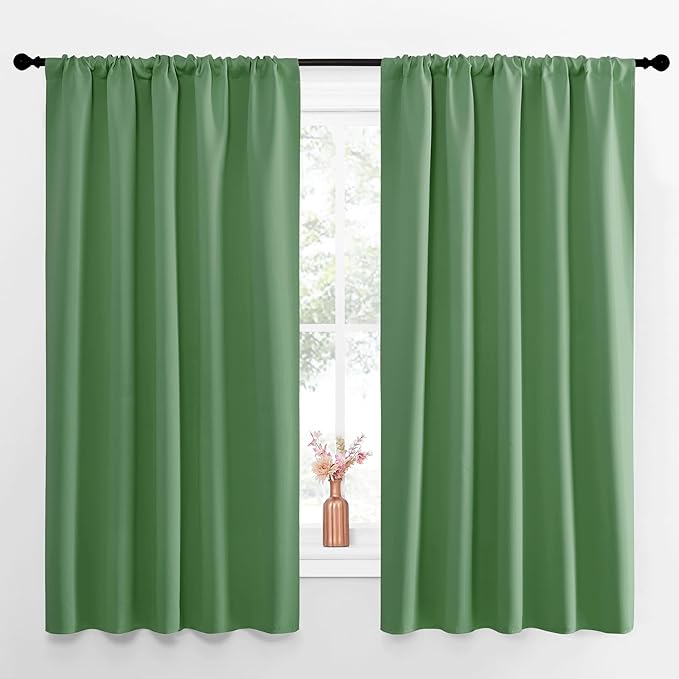 NICETOWN Blackout Curtains for Living Curtains, Froest Green, 52 by 63 Inch
