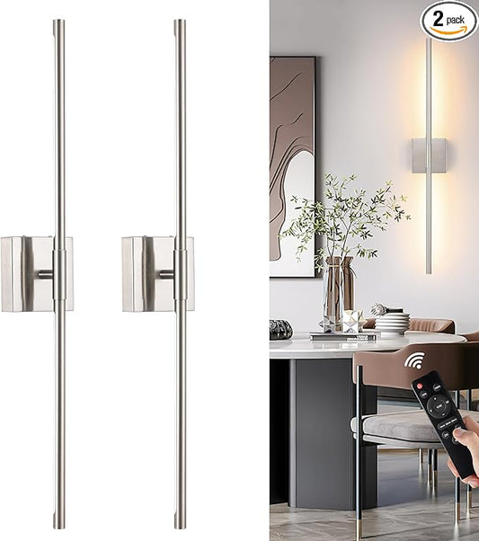 Morauroral Battery Operated Wall Sconces Set of 2, Dimmable Battery Wall Sconce