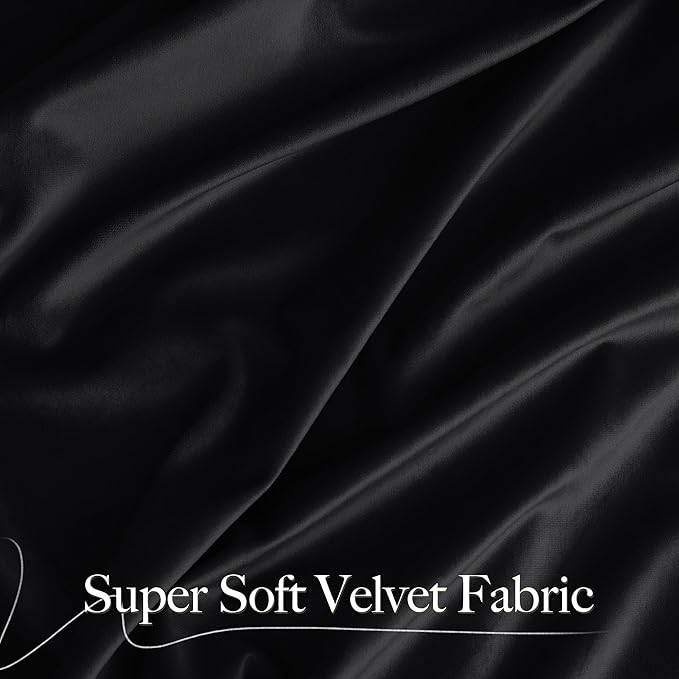 NICETOWN Black Velvet Valance Curtains