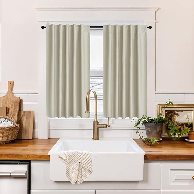RYB HOME 100% Blackout Short Curtains