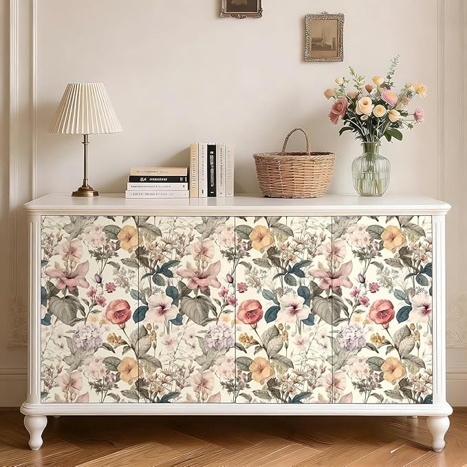 Jeweluck Floral Wallpaper Peel and Stick Vintage Floral Contact Paper Peel and