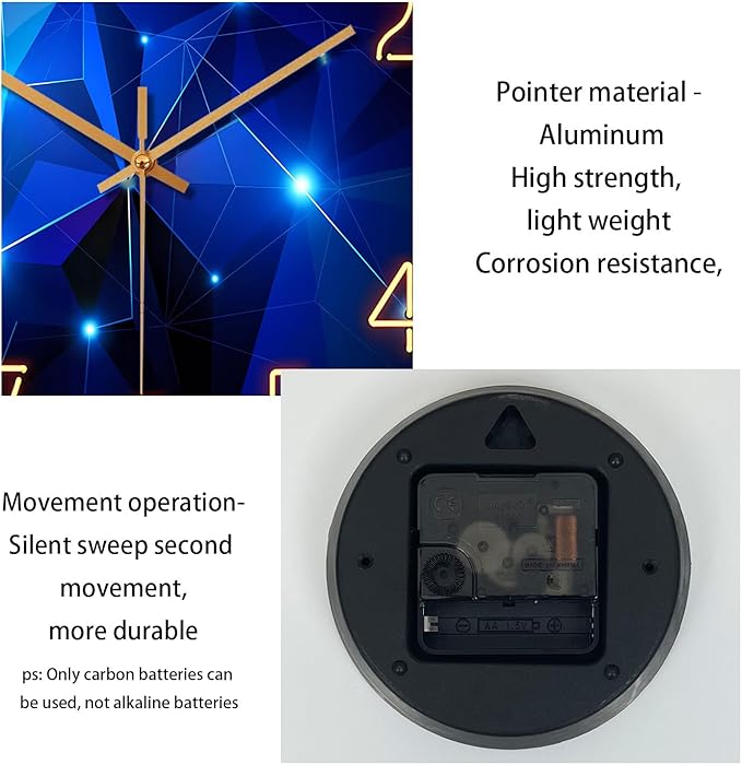 Blue Wall Clock for Living Room Decor Kitchen Wall Clocks Battery Operated 12