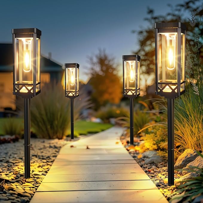 KOOPER Taller Solar Pathway Lights Outdoor, 12 Pack Upgraded Brighter Solar Garden Lights Solar Powered, Up to 15 Hours Outdoor Solar Lights for Yard Landscape Lighting Path Walkway Driveway Sidewalk