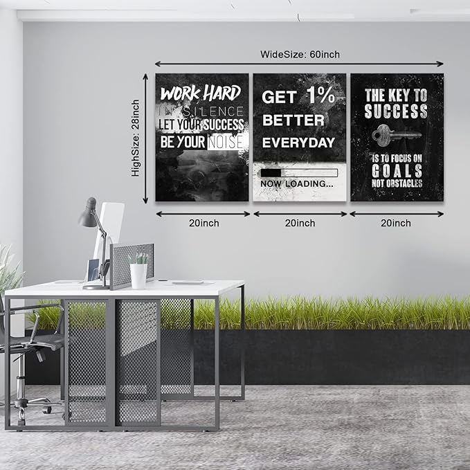 KAWAHONE Motivational Success Canvas Wall Art