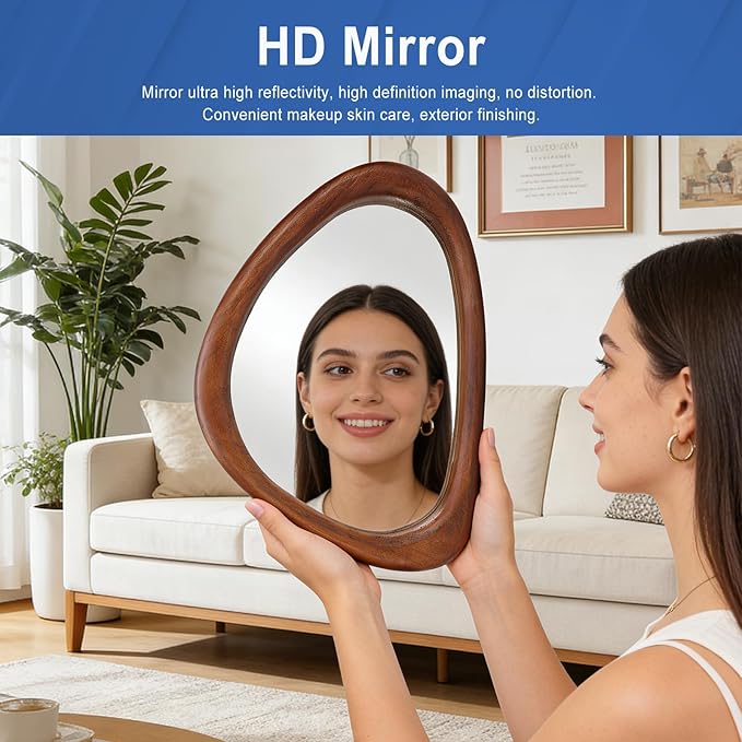 MAGFLERUM Irregular Wall Mirror, 15 * 10 inch Asymmetrical Wood Mirrors