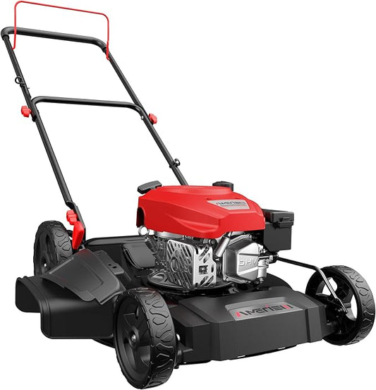 AMERISUN 21 Inch Gas Push Lawn Mower, 2-in-1 Mulching & Side Discharge, 144cc 4-Stroke OHV Engine, 6-Position Height Adjustment, Lightweight Push Mower for Small to Medium Yards