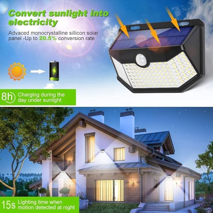 HMCITY Solar Lights Outdoor 120 LED