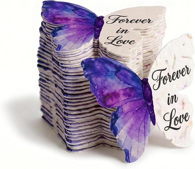 50pcs Large Printed Forever in Love Butterfly Seed Paper â Writable & Plantable Wildflower, Mom's Gift for Birthday, Use for Wedding, Baby Shower, & Party Favors