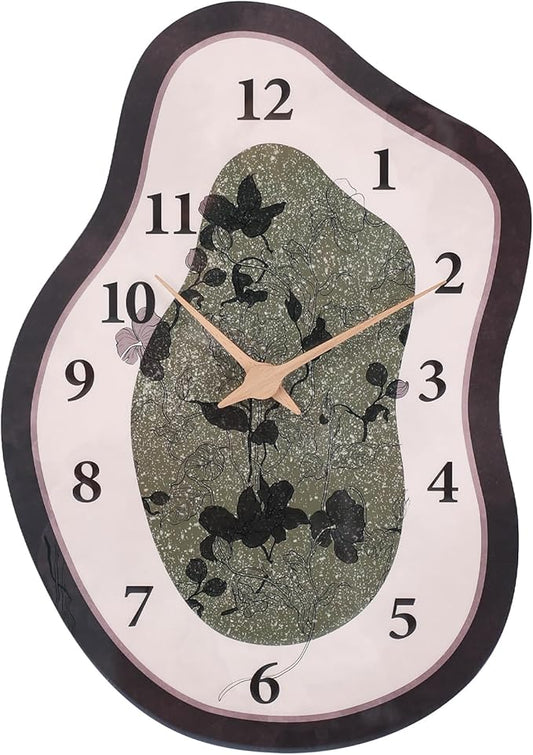 Mid Century Retro Irregular Shape Wall Clock, Silent Non-Ticking Battery
