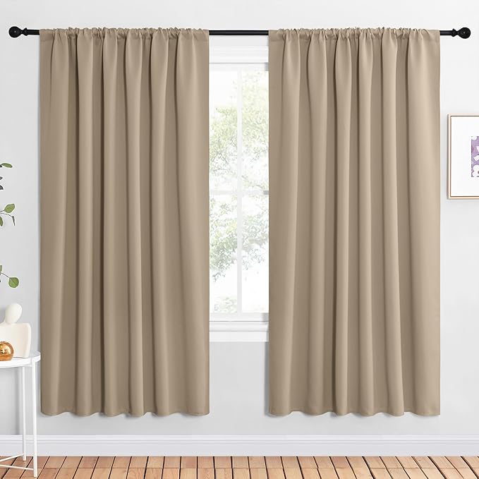 NICETOWN 2 Panels Blackout Curtains, Rod Pocket Window Curtains Room Darkning