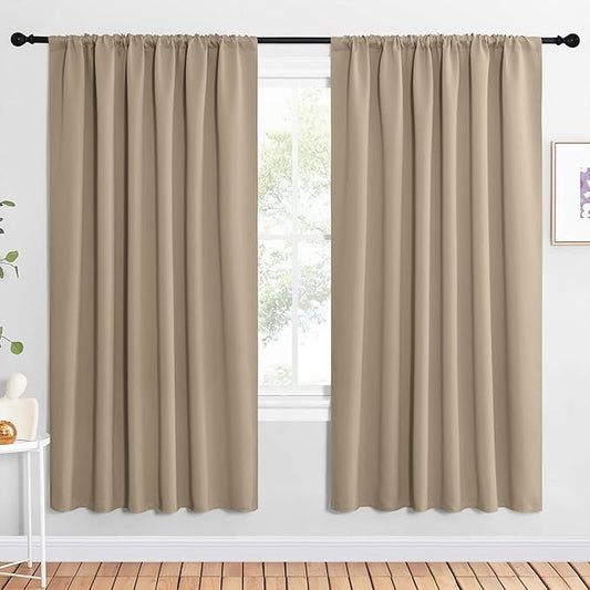 NICETOWN 2 Panels Blackout Curtains, Rod Pocket Window Curtains Room Darkning