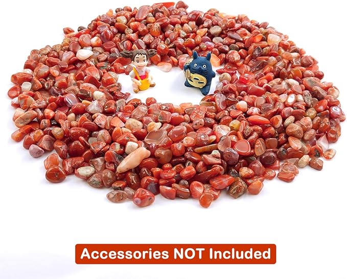 Decorative Stones, 1 Lb/460g (Fill 0.9 Cup) Natural Red Agate Pebbles Irregular Crystal Rock Gravel for Aquarium Turtle Tank Decoration/Succulent Plant Landscape/Flowerpot Vase Ornament