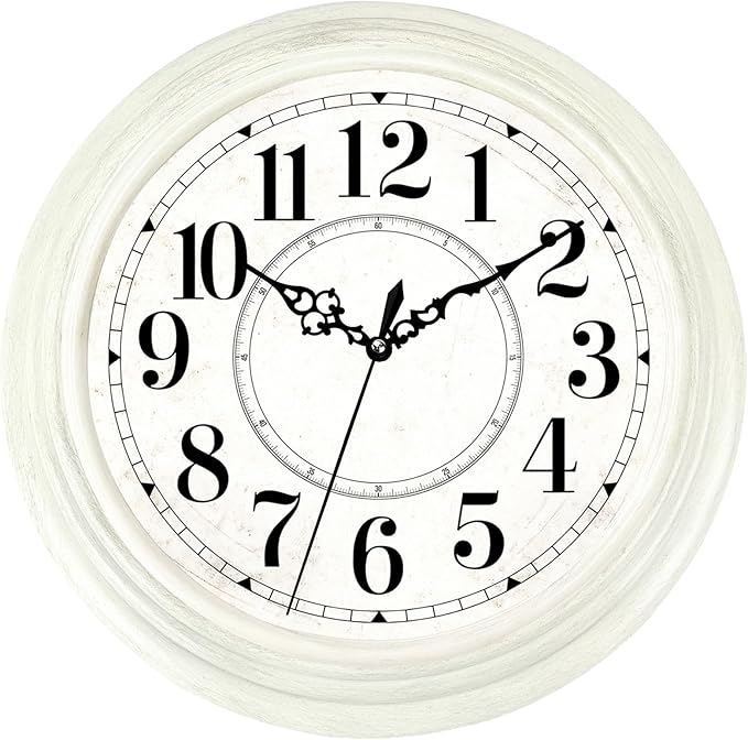 Vintage Wall Clock 13 Inch Quartz Silent Non-Ticking Analog Clock Battery