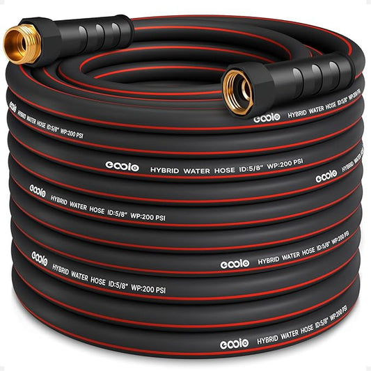 Heavy Duty Garden Hose 75ft, NON-EXPANDABLE Flexible Water Hose, Kink Resistant Lightweight Hybrid Hose, Leakproof Hose Male to Female Fittings