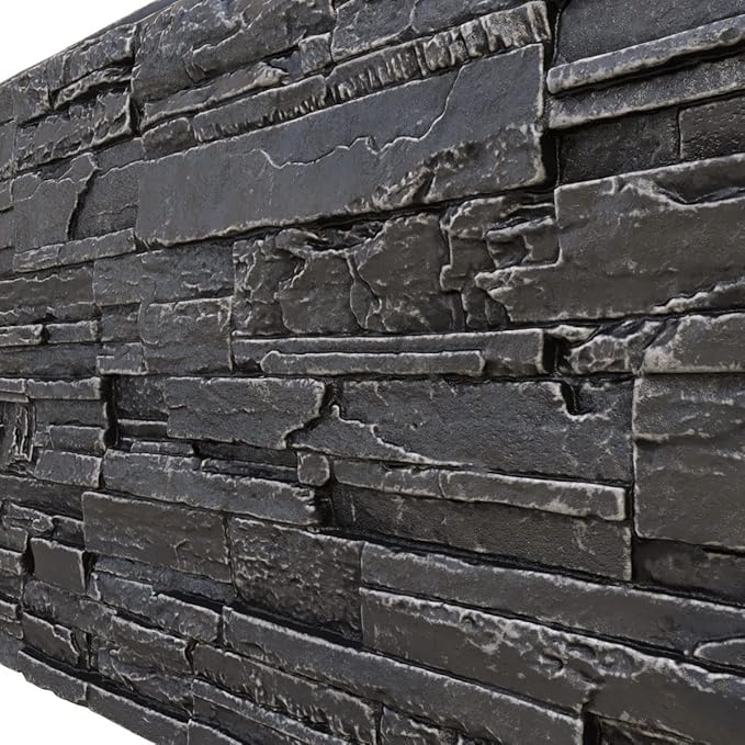 EverStone Cascade Faux Stone Panel, 48 5/8"W x 24 3/4"H x 1 1/4"D, Dark River