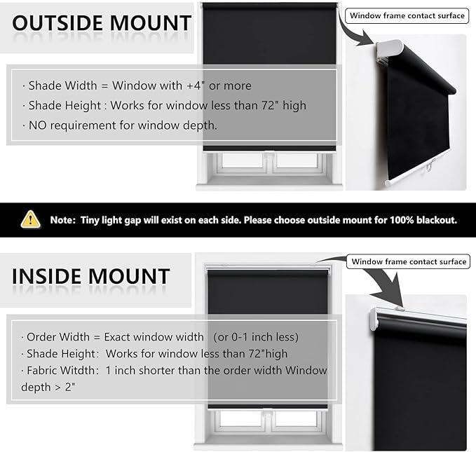 AOSKY Cordless Roller Shades Blackout Blinds