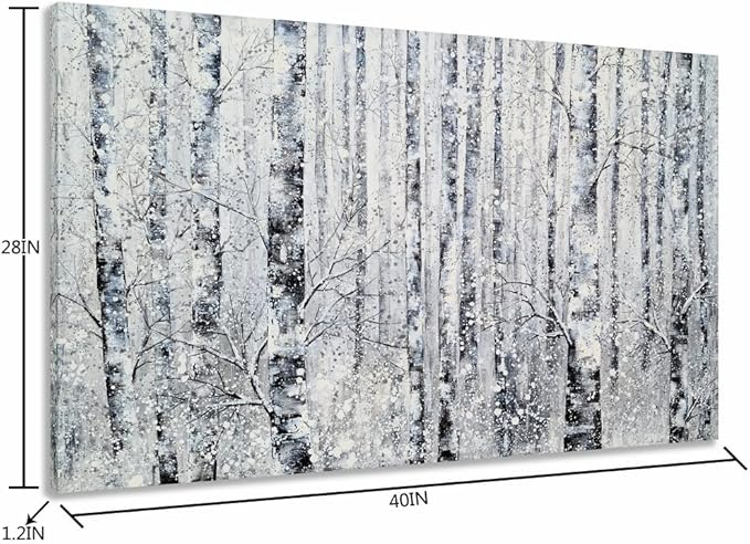 Yihui Arts - One Panel Canvas Wall Art Snowy White Forest Picture Art Print