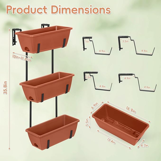 OYEAL Railing Planter Box Window Boxes Planters