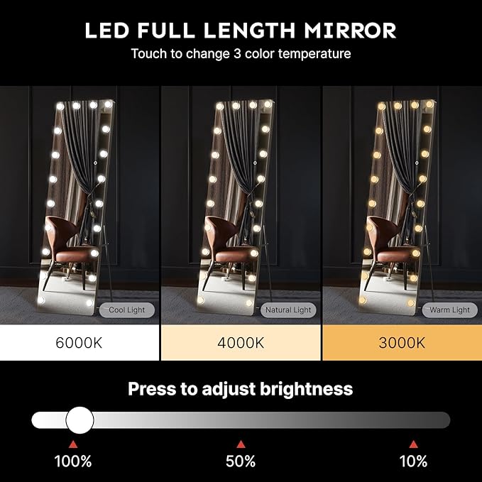 Kosmonia 62x20 Hollywood Full Length Mirror