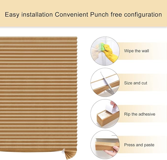 Window Blinds Cordless No Drill Cut to Size Clip On Stick On Self Adhesive