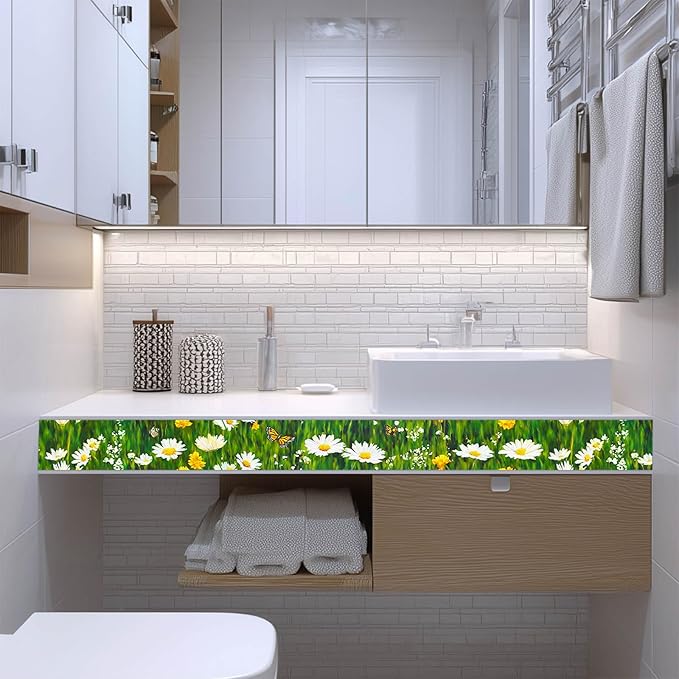 IVN Wallpaper Border Peel and Stick Decorative Wall Trim Self Adhesive Daisy