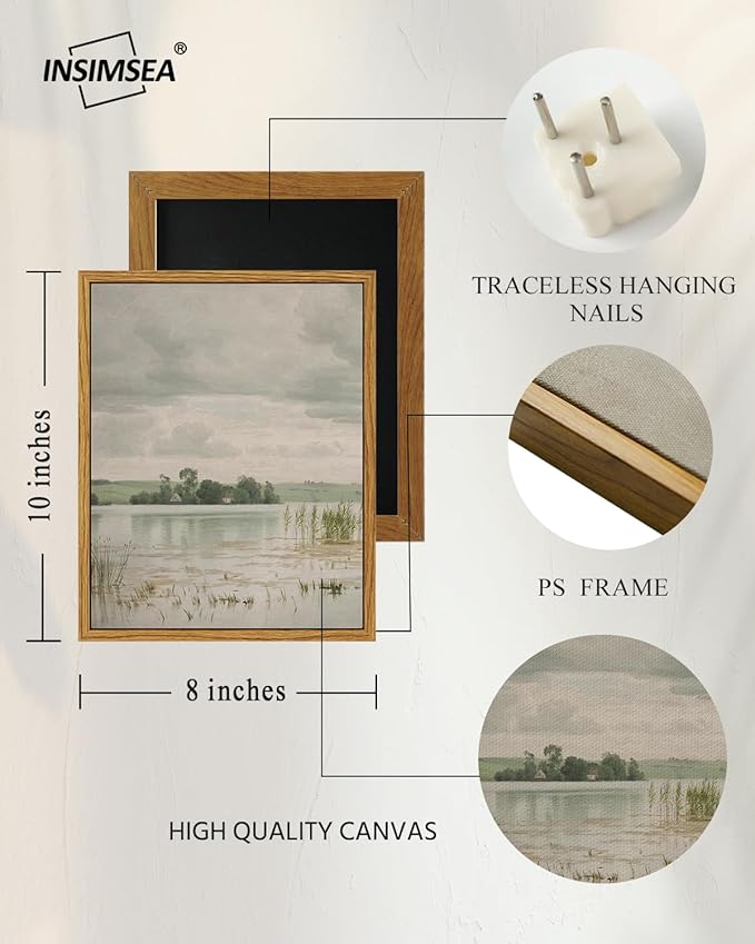 InSimSea Framed Canvas Prints Art Vintage Decor, Home Decor Classical Danish Landscape Painting by Vilhelm Groth Rustic Farmhouse Wall Decoration for Bedroom Bathroom Wall Art, 8"x10"