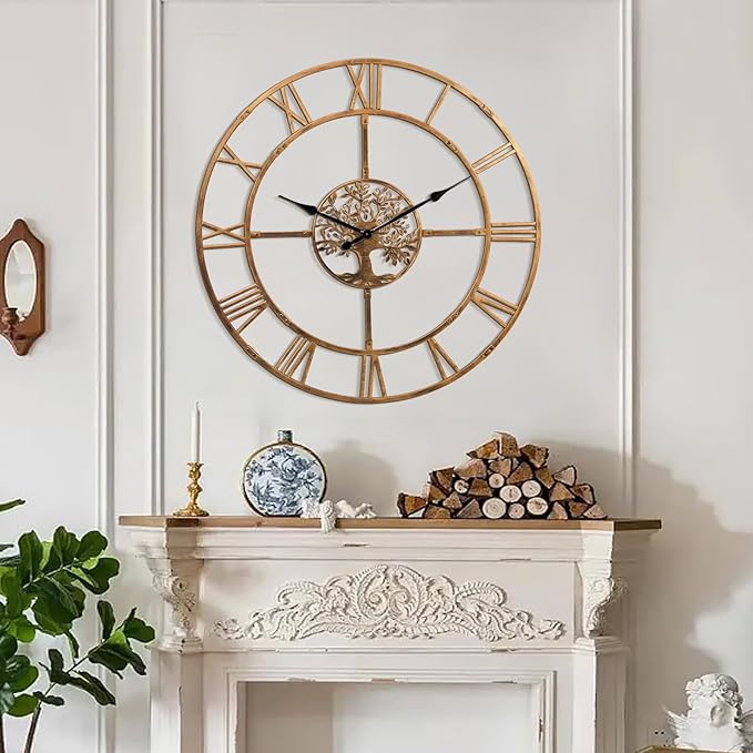 40 Inch Large Wall Clock for Living Room – Bronze Metal Clock