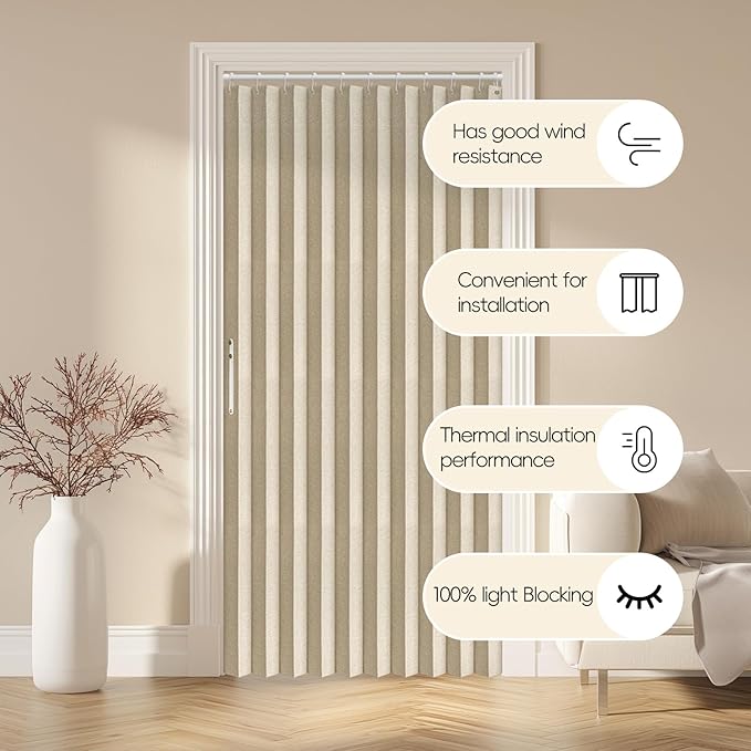 AJAZZ 100% Blackout Magnetic Door Curtain Accordion Doors Interior Folding