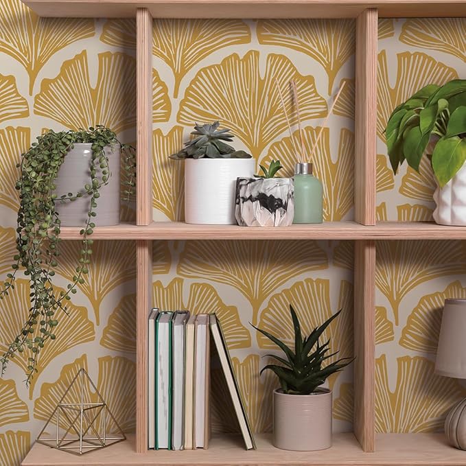 Tempaper x Novogratz Golden Mustard Feather Palm Removable Peel and Stick